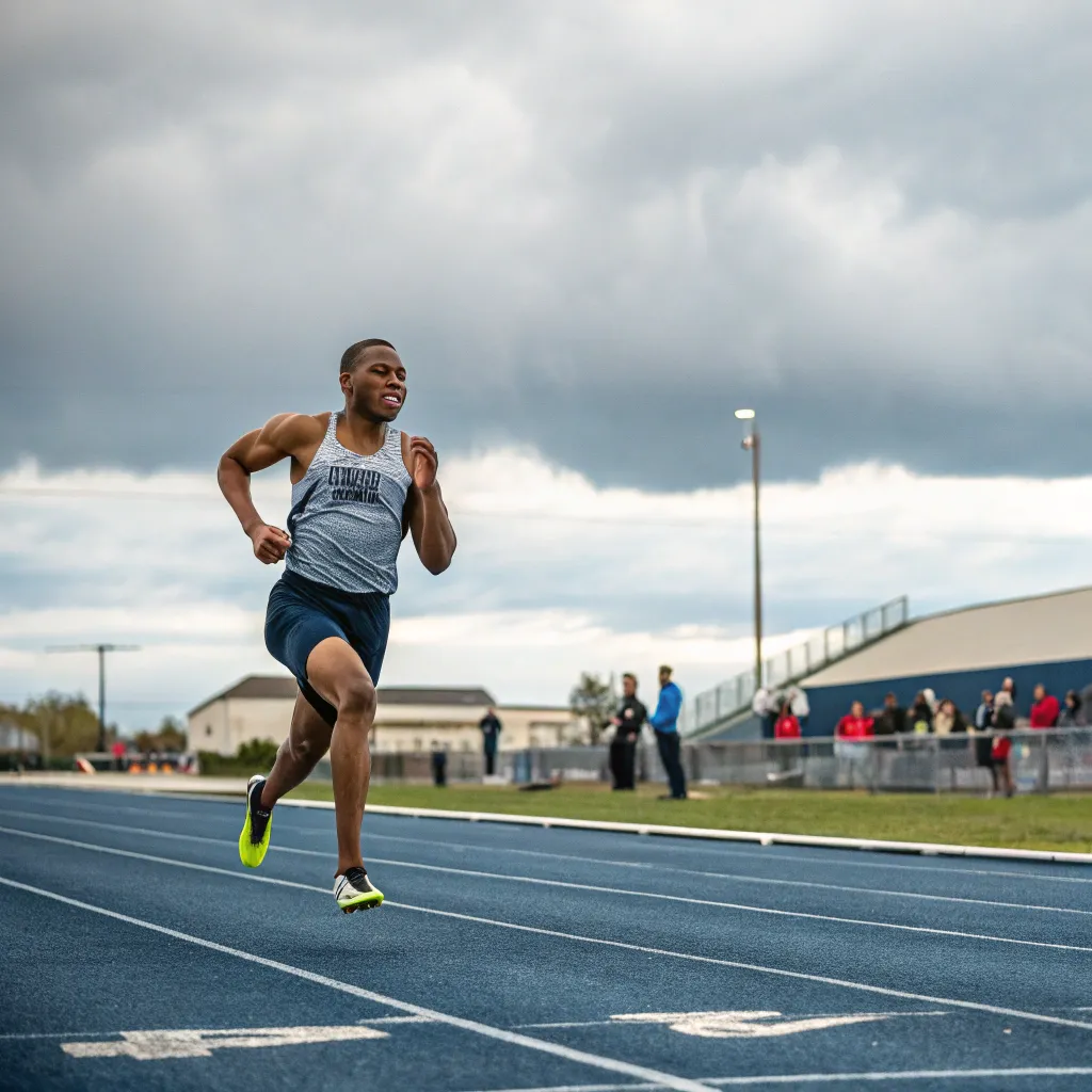 Customer John running on a track