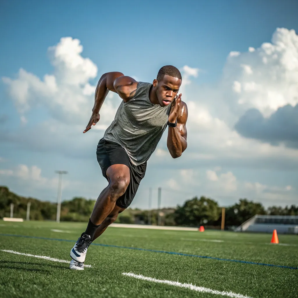 Athlete training on the field